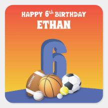 Bolas de Esportes de Aniversário do 6 de Menino de