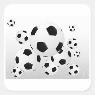 Adesivo Quadrado Bolas de Futebol Clássico Voando Esportes