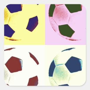 Adesivo Quadrado Bolas de futebol de pop Art