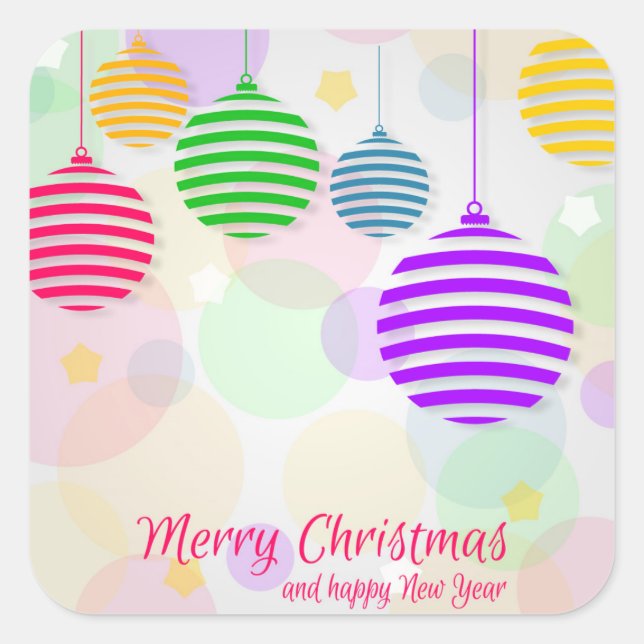 Adesivo Quadrado Bolas de Natal Coloridas (Frente)