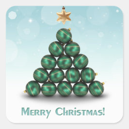 Adesivo Quadrado Bolas de Natal em Forma de Árvore