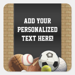 Adesivo Quadrado Bolas dos esportes de All Star com parede de