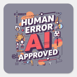 Adesivo Quadrado Bold “Human Error, AI Approved” Digital Art
