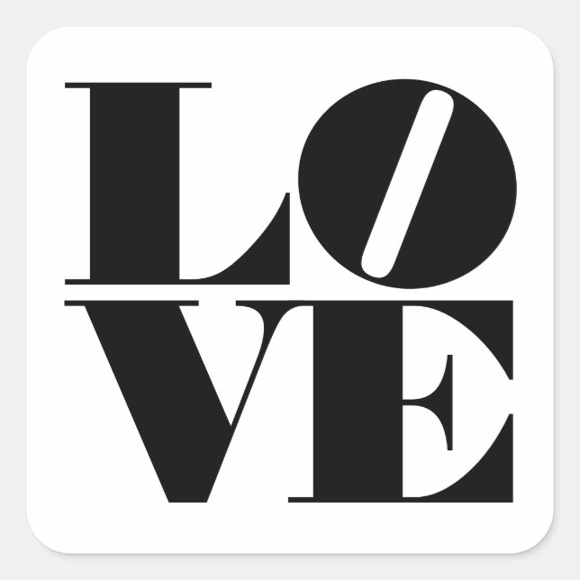 Adesivo Quadrado Bold Love Black White Namorados Square Sticker (Frente)