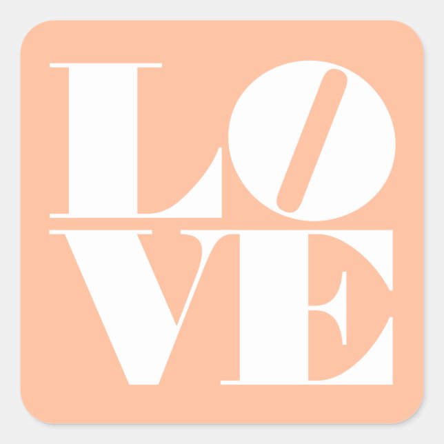 Adesivo Quadrado Bold Love Peach White Namorados Praça Sticker (Frente)