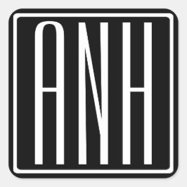 Adesivo Quadrado Bold Modern 3 Iniciais Monograma | Branco A Preto