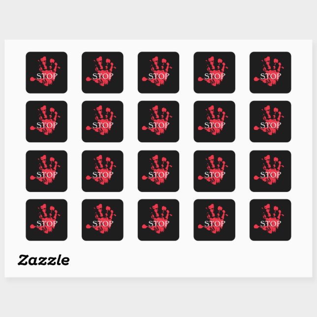Adesivo Quadrado Bold Red Handprint "STOP" Warning Symbol – Activis (Folha)