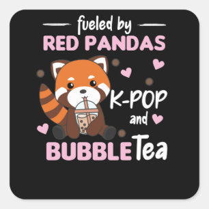 Adesivo Quadrado Bolha Chá Vermelho Panda Chocolate Fora de Boba
