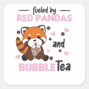 Adesivo Quadrado Bolha Chá Vermelho Panda Chocolate Fora de Boba