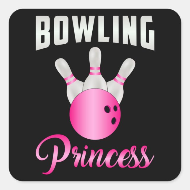 Adesivo Quadrado Boliche Princesa Rainha Bowler Engraçado Presente (Frente)