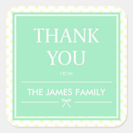 Adesivo Quadrado Bolinhas e Faixa de Opções Amarelas Obrigado