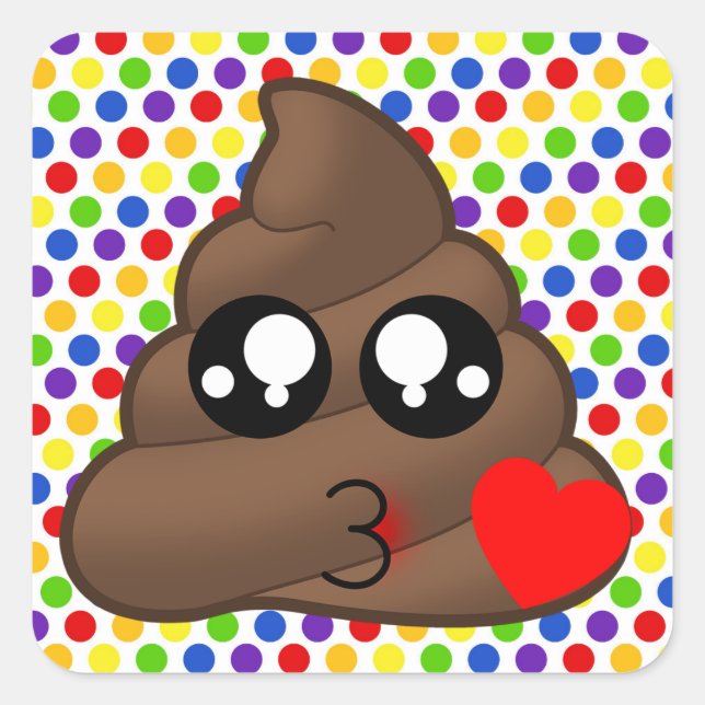 Adesivo Quadrado Bolinhas Love Poop Emoji Stickers (Frente)