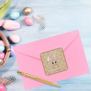 Adesivo Quadrado Bolinhas Neutras Com felz pascoa