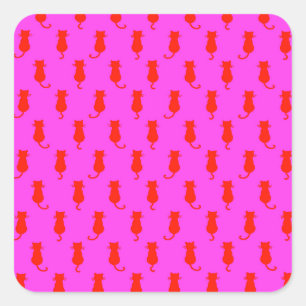 Adesivo Quadrado Bolinhas-padrão de Pop de-arte em vermelho e rosa