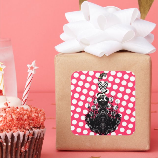 Adesivo Quadrado Bolinhas Vintage Retro Fashion Diva (Festa)