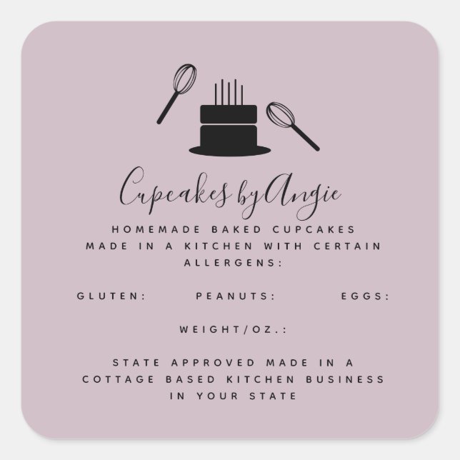 Adesivo Quadrado Bolo branco Comida de uísque preto rosa (Frente)