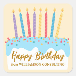 Adesivo Quadrado Bolo de Aniversário Chic Personalizado Negócios