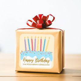 Adesivo Quadrado Bolo de Aniversário Chic Personalizado Negócios