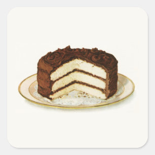 Adesivo Quadrado Bolo De Camada De Chocolate Vintage
