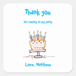 Adesivo Quadrado Bolo de Doodela Obrigado