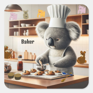 Adesivo Quadrado Bolo de Urso Koala Padeiro