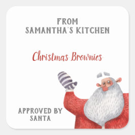 Adesivo Quadrado Bolos e Doces Personalizados de Papai Noel Natal