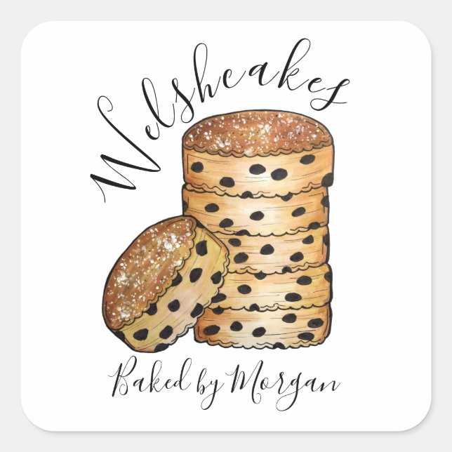 Adesivo Quadrado Bolos galeses britânicos Welshakes Casados Fabrica (Frente)