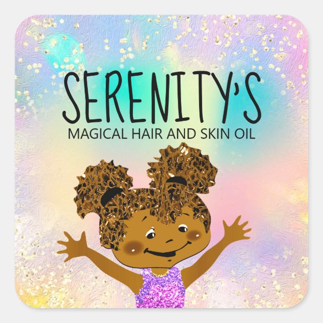 Adesivo Quadrado Bolota profissional Compra feliz Hológrafo (Frente)