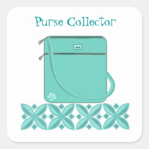 Adesivo Quadrado Bolsa de mão aqua com frase fofa