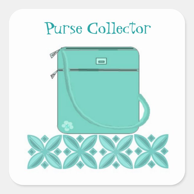 Adesivo Quadrado Bolsa de mão aqua com frase fofa (Frente)