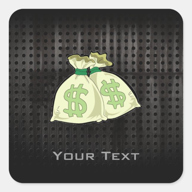 Adesivo Quadrado Bolsas de dinheiro; resistentes (Frente)