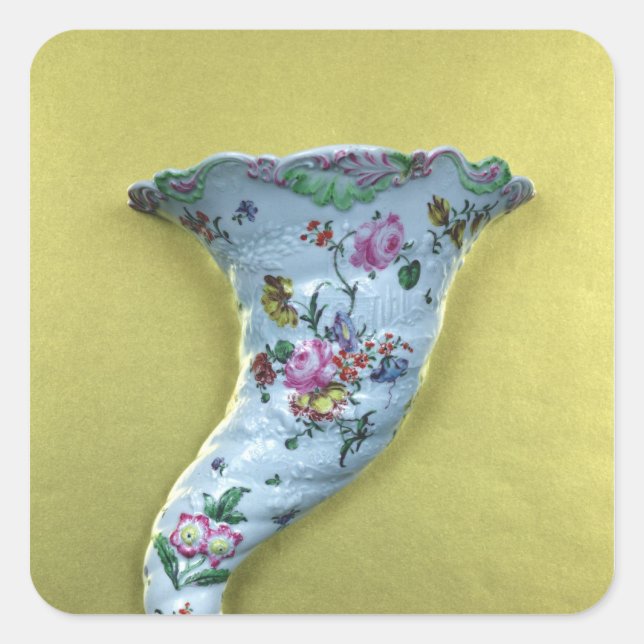 Adesivo Quadrado Bolso de parede de Worcester cornucopia, c.1760 (Frente)