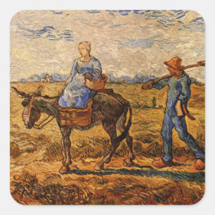 Adesivo Quadrado Bom dia, Casal camponês de Vincent van Gogh
