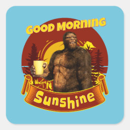 Adesivo Quadrado Bom Dia Sol Bigfoot Café Humor Arte