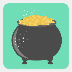 Adesivo Quadrado Bom Pote de Dourado