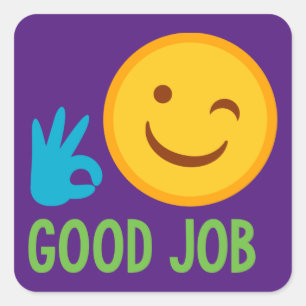 Adesivo Quadrado Bom trabalho Emoji