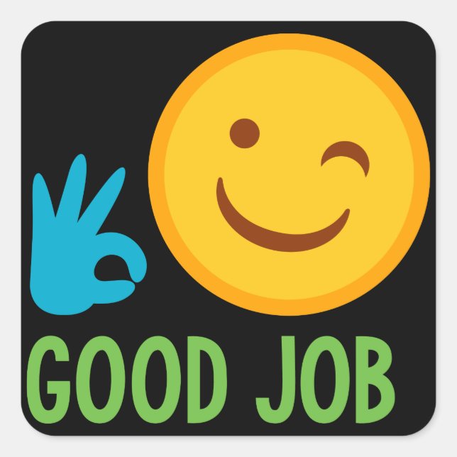 Adesivo Quadrado Bom Trabalho Emoji (Frente)
