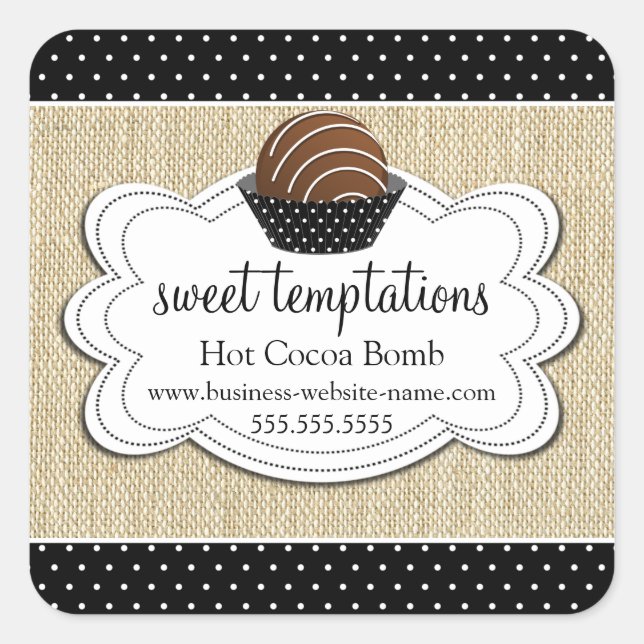 Adesivo Quadrado Bomba de chocolate quente (Frente)