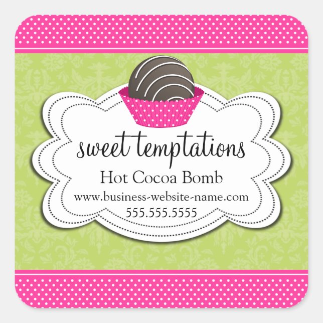 Adesivo Quadrado Bomba de chocolate quente (Frente)