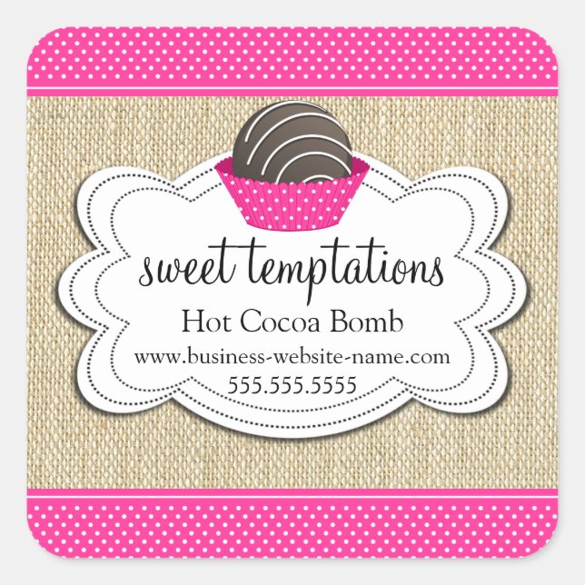 Adesivo Quadrado Bomba de chocolate quente (Frente)