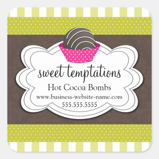 Adesivo Quadrado Bomba de chocolate quente com cacau (Frente)