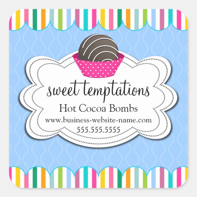 Adesivo Quadrado Bomba de chocolate quente com cacau (Frente)