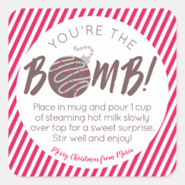 Adesivo Quadrado Bomba de Chocolate Quente de Natal