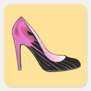Adesivo Quadrado Bomba estiletto, rosa quente em laranja
