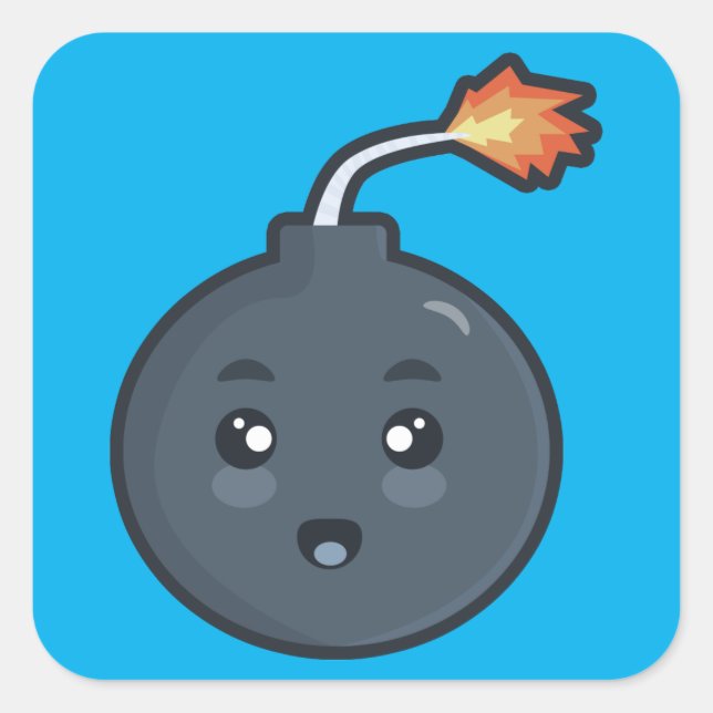 Adesivo Quadrado Bomba Kawaii (Frente)