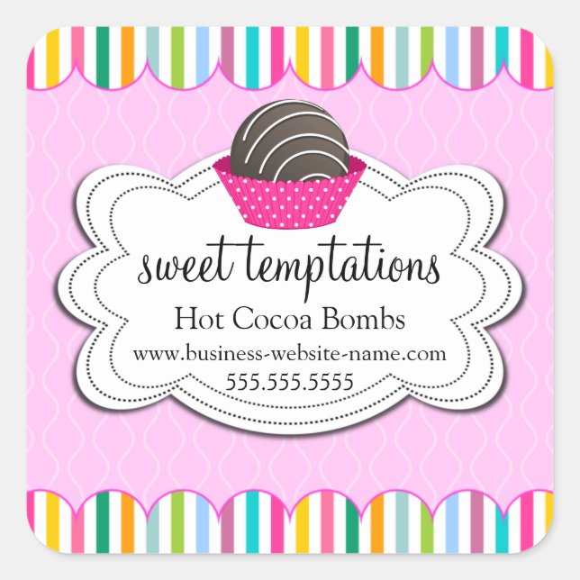 Adesivo Quadrado Bombas de chocolate quente (Frente)