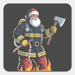 Adesivo Quadrado Bombeiro Caminhão de Bombeiros Árvore de Natal Pap