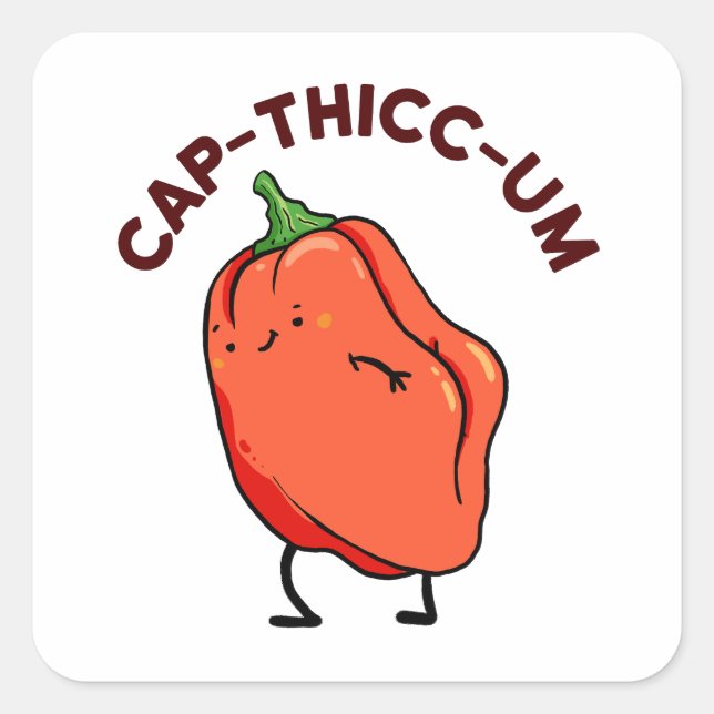 Adesivo Quadrado Boné-thicc-um Pó de Pepper Capsicum (Frente)