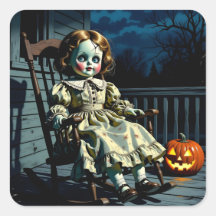 Boneca Assombrada e Abóbora de Halloween