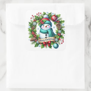Adesivo Quadrado Boneco de neve